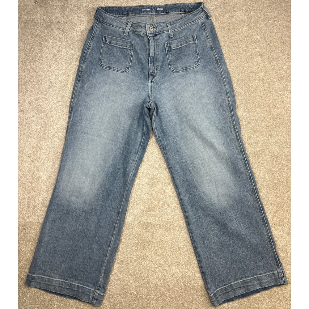 Old Navy Womens Size 16 Extra High Rise Wide Leg Jeans Light Wash Retro Boho